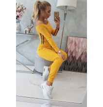 Női szett MI8958 dupla csíkkal sötét okker