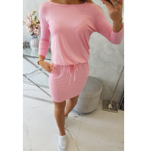 Női ruha MI9013 derékhoz kötve világos rózsaszín