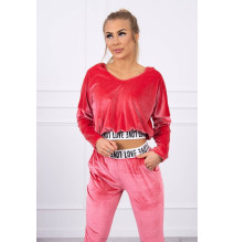 Velúr szett kapucnival MI9104 málna