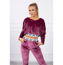 Velúr szett kapucnival MI9104 sötét rózsaszín