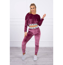 Velúr szett kapucnival MI9104 sötét rózsaszín