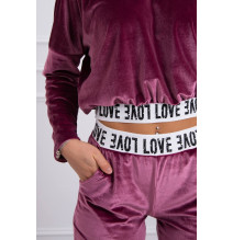 Velúr szett kapucnival MI9104 sötét rózsaszín