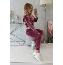 Velúr szett kapucnival MI9104 sötét rózsaszín