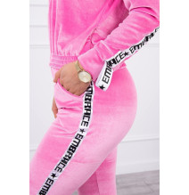 Velúr szett kapucnival MI9104 rózsaszín