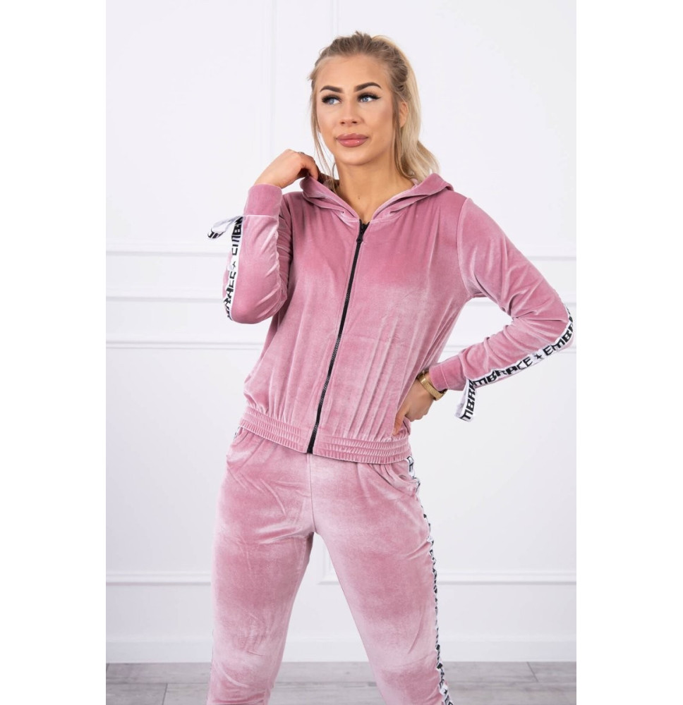 Velúr szett kapucnival MI9104 sötét por rózsaszín