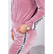 Velúr szett kapucnival MI9104 sötét por rózsaszín