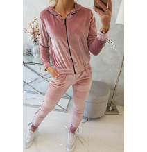 Velúr szett kapucnival MI9104 sötét por rózsaszín
