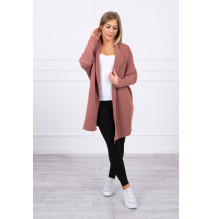 Női pulóver denevér típusú ujjakkal MI2019-13 sötét rózsaszín