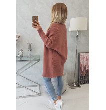 Női pulóver denevér típusú ujjakkal MI2019-13 sötét rózsaszín