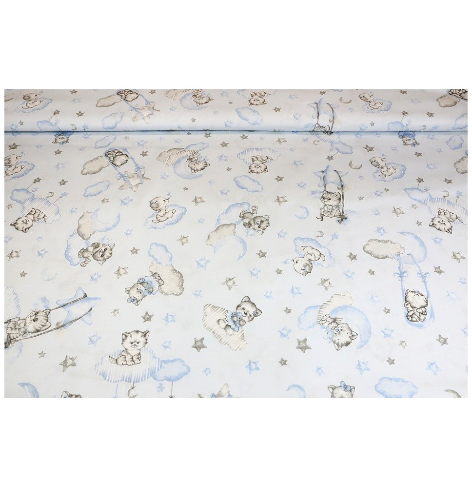 Pamut szövet Macskák kék, h. 145 cm