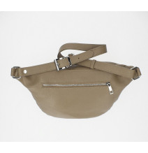 Bőr deréktáska 536 sötétszürke-barna Made in Italy