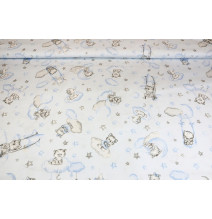 Pamut szövet Macskák kék, h. 145 cm