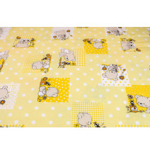 Pamut szövet Teddi maci sárga, h. 145 cm