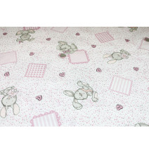 Pamut szövet Nyuszi rózsaszín, h. 145 cm