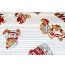 Pamut szövet Teddi maci szürke, h. 145 cm