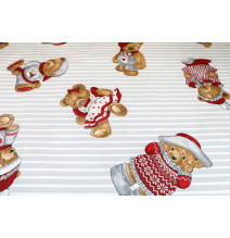 Pamut szövet Teddi maci szürke, h. 145 cm