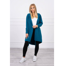 Hosszú kardigán kapucnival LOVE MI9113 tenger