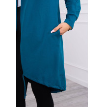 Hosszú kardigán kapucnival LOVE MI9113 tenger