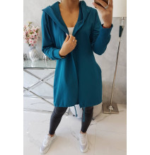 Hosszú kardigán kapucnival LOVE MI9113 tenger