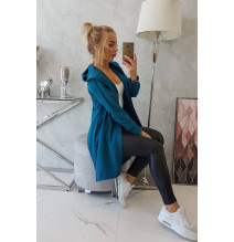 Hosszú kardigán kapucnival LOVE MI9113 tenger