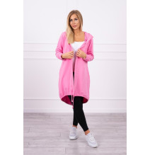 Hosszú kardigán kapucnival LOVE MI9113 világos rózsaszín