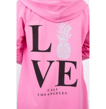 Hosszú kardigán kapucnival LOVE MI9113 világos rózsaszín