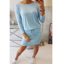 Női ruha MI9013 derékhoz kötve égszínkék