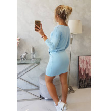 Női ruha MI9013 derékhoz kötve égszínkék