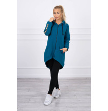 Női cipzáras pulóver, hátsó részben MI8997 tengeri