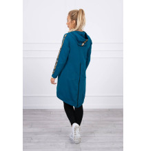 Női cipzáras pulóver, hátsó részben MI8997 tengeri