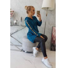 Női cipzáras pulóver, hátsó részben MI8997 tengeri