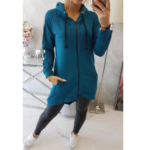 Női cipzáras pulóver, hátsó részben MI8997 tengeri