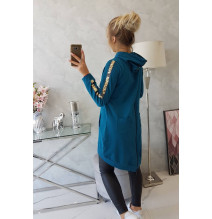 Női cipzáras pulóver, hátsó részben MI8997 tengeri