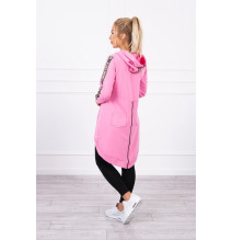 Női cipzáras pulóver, hátsó részben MI8997 világos rózsaszín