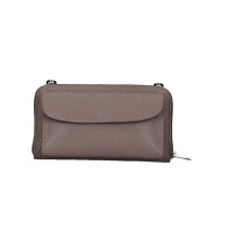 Bőr pénztárca mobiltelefon házzal sötétszürke-barna