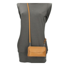 Bőr pénztárca mobiltelefon házzal okker