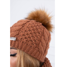 Női kalap és sál K110 világos barna