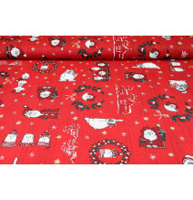 Anyag PamutWeihnachtsmann piros, m. 140 cm