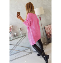 Női pulóver denevér típusú ujjakkal MI2019-13 világos rózsaszín