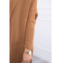 Női pulóver denevér típusú ujjakkal MI2019-13 camel