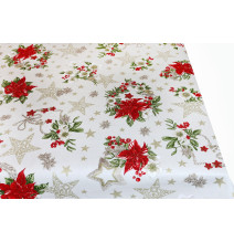 Anyag Pamut Karácsonyi rózsák bézs, m. 140 cm