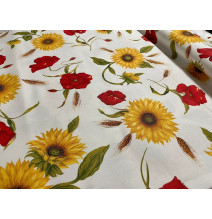 Anyag pamut napraforgó és pipacsok