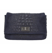 Olasz bőr táska nyomtatás krokodil 439 sötétkék