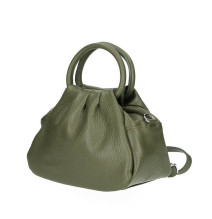 Bőr kézitáska 673 Made in Italy katonai zöld