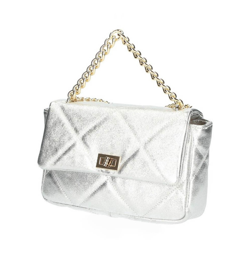 Nő bőr kézitáska 677 Made in Italy ezüst