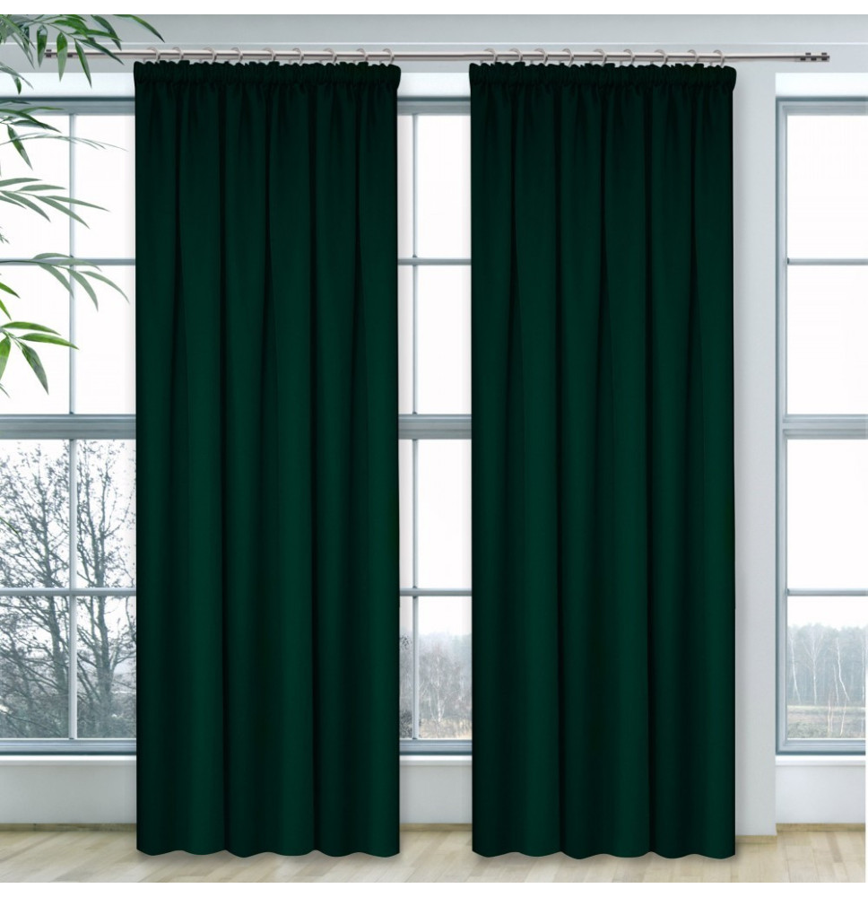 Függöny a redős szalagon Heaven sötétzöld