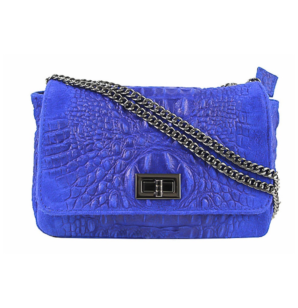 Olasz bőr táska nyomtatás krokodil 439 ciánkék