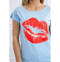 Női nyomtatott póló MI8985 kék