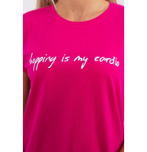 Női póló SHOPPING IS MY CARDIO fukszia 