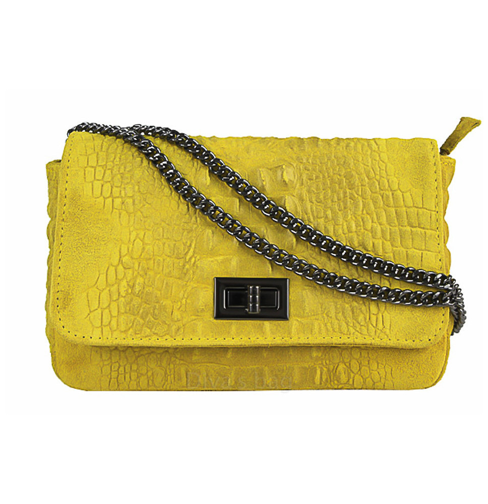 Olasz bőr táska nyomtatás krokodil 439 sárga